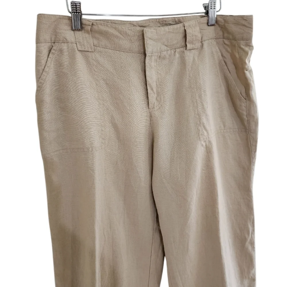 Eddie Bauer Vashon Fit Beach Festival Lounge Organic Linen Crop Pants - Women's - Picture 3 of 8